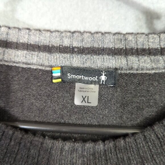 Smartwool Sweater Men's XL Black And Gray Merino Blend Sparwood Colorblock Crew - Picture 9 of 13